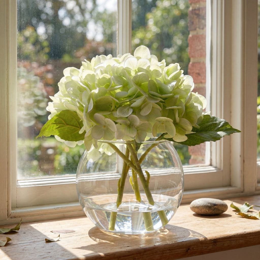 Artificial Hydrangea Flowers in Vase | Premium Faux Hydrangea for Home Decor Coffee Table Wedding DIY