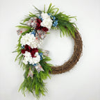 Patriotic Red White and Blue Wreath Fourth of July Front Door Decor Americana Stars Burlap Bow Summer Floral Wreath for Home Wall Party