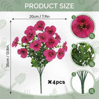 Artificial Pansy Flowers Outdoor Spring Flowers Pansies Wildflower UV Resistant Plants Faux Impatiens for Window Box Wedding Party Outside Garden Porch Decor
