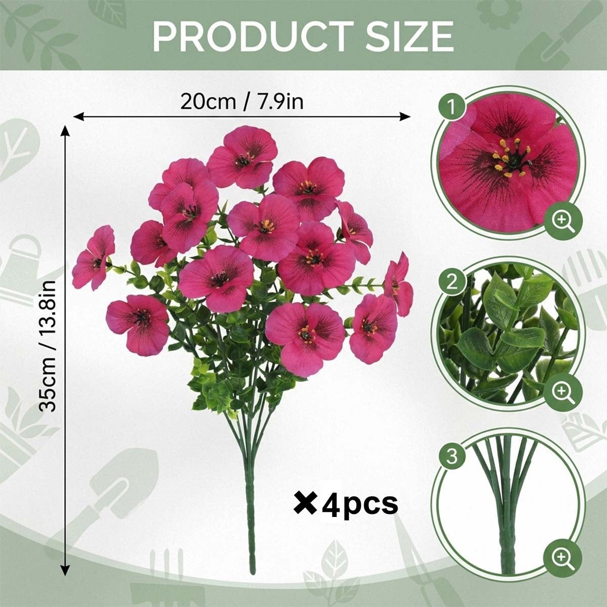 Artificial Pansy Flowers Outdoor Spring Flowers Pansies Wildflower UV Resistant Plants Faux Impatiens for Window Box Wedding Party Outside Garden Porch Decor