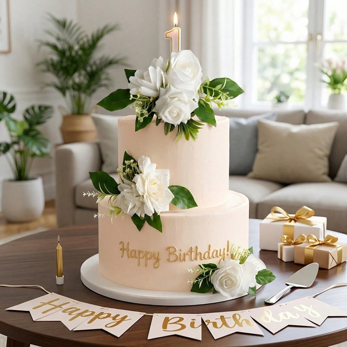 Cake Topper Flowers | 3PCS Pre-Made Floral Cake Decorations for Wedding Birthday Baptism Baby Shower