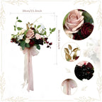 Burgundy & Dusty Pink Rose Bouquet with Peony & Eucalyptus | Wedding Bridal Flowers