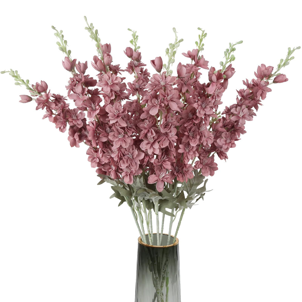 Cameo brown artificial delphinium larkspur 8pcs 33.5in long stem for tall vase home decor