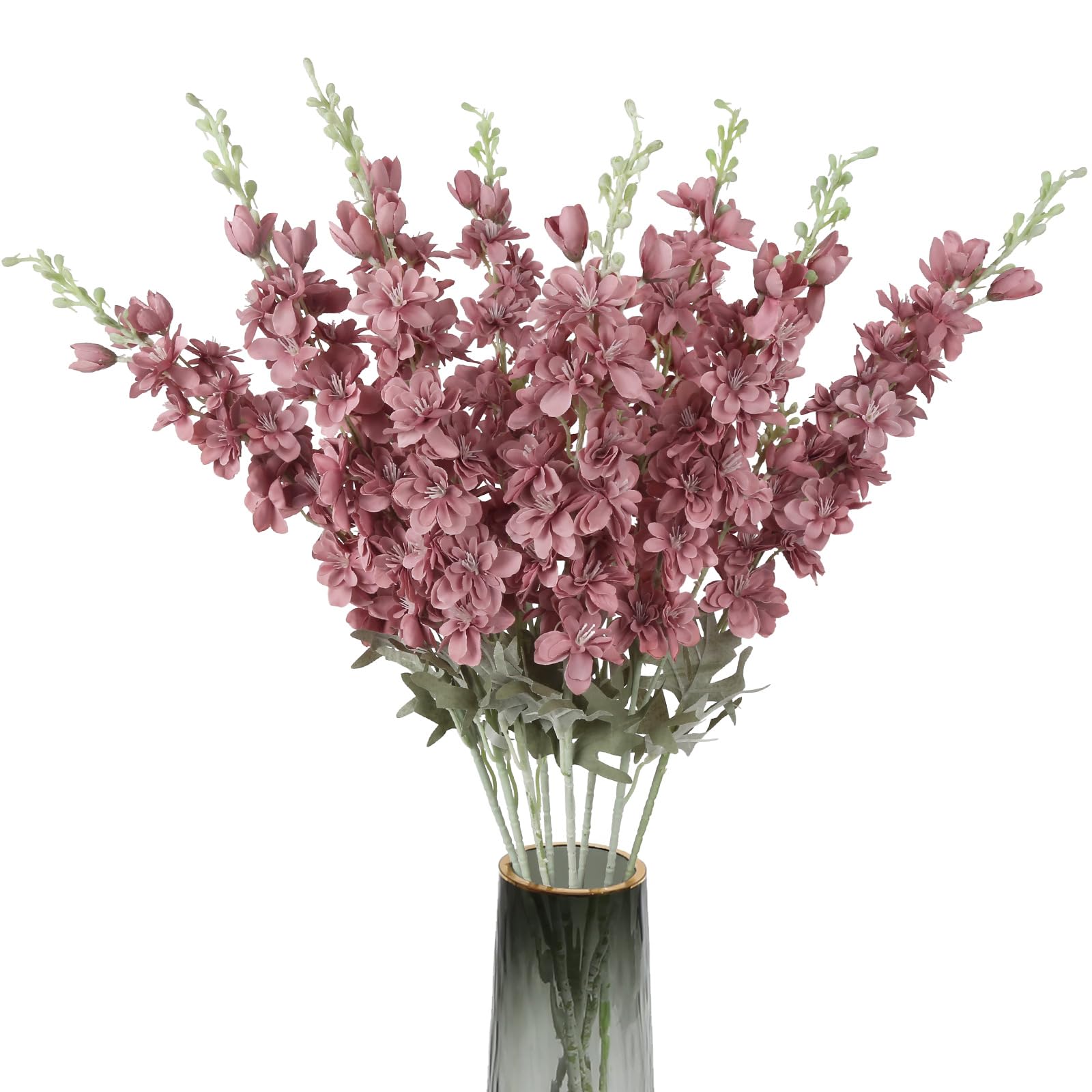 Cameo brown artificial delphinium larkspur 8pcs 33.5in long stem for tall vase home decor