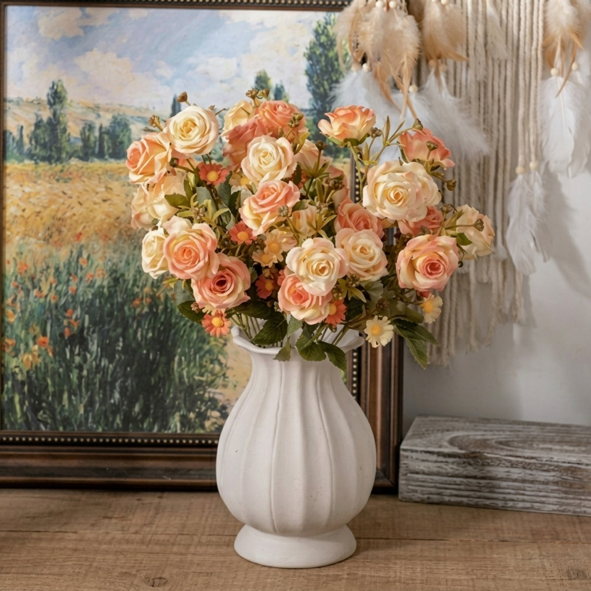 Rose & daisy bouquet UV resistant 2pcs arranged for 5 colors faux flower by IPOPU