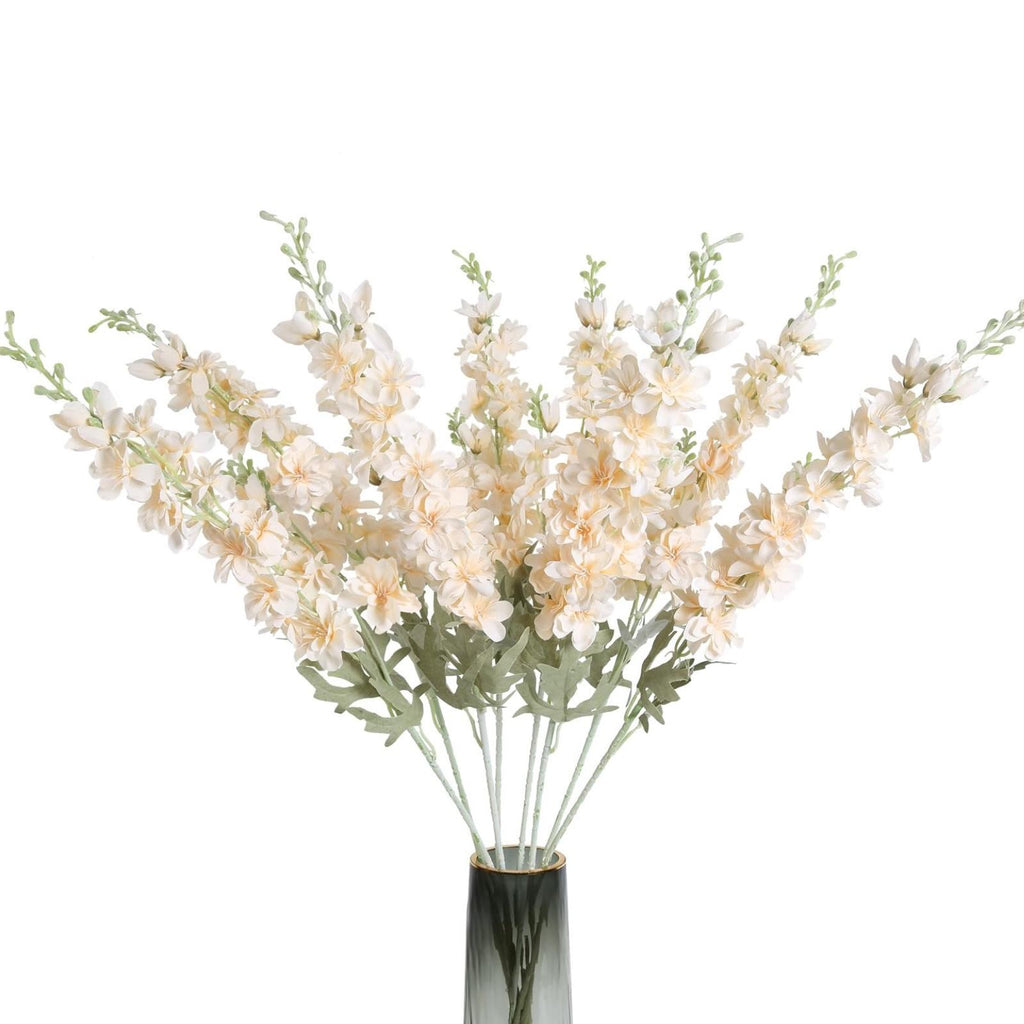 Champagne artificial delphinium larkspur 8pcs 33.5in long stem for tall vase wedding decor