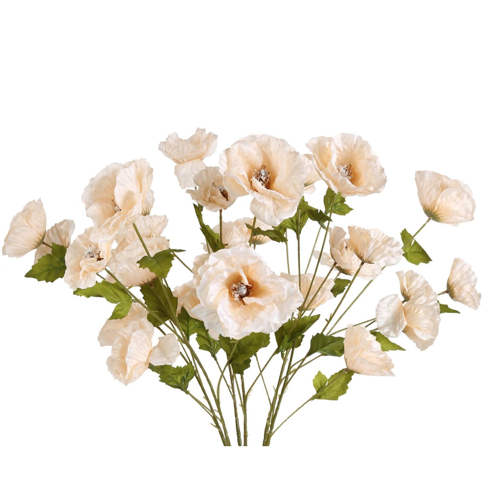 Champagne artificial poppy flowers 6pcs 32 inch for wedding home party table centerpiece decor
