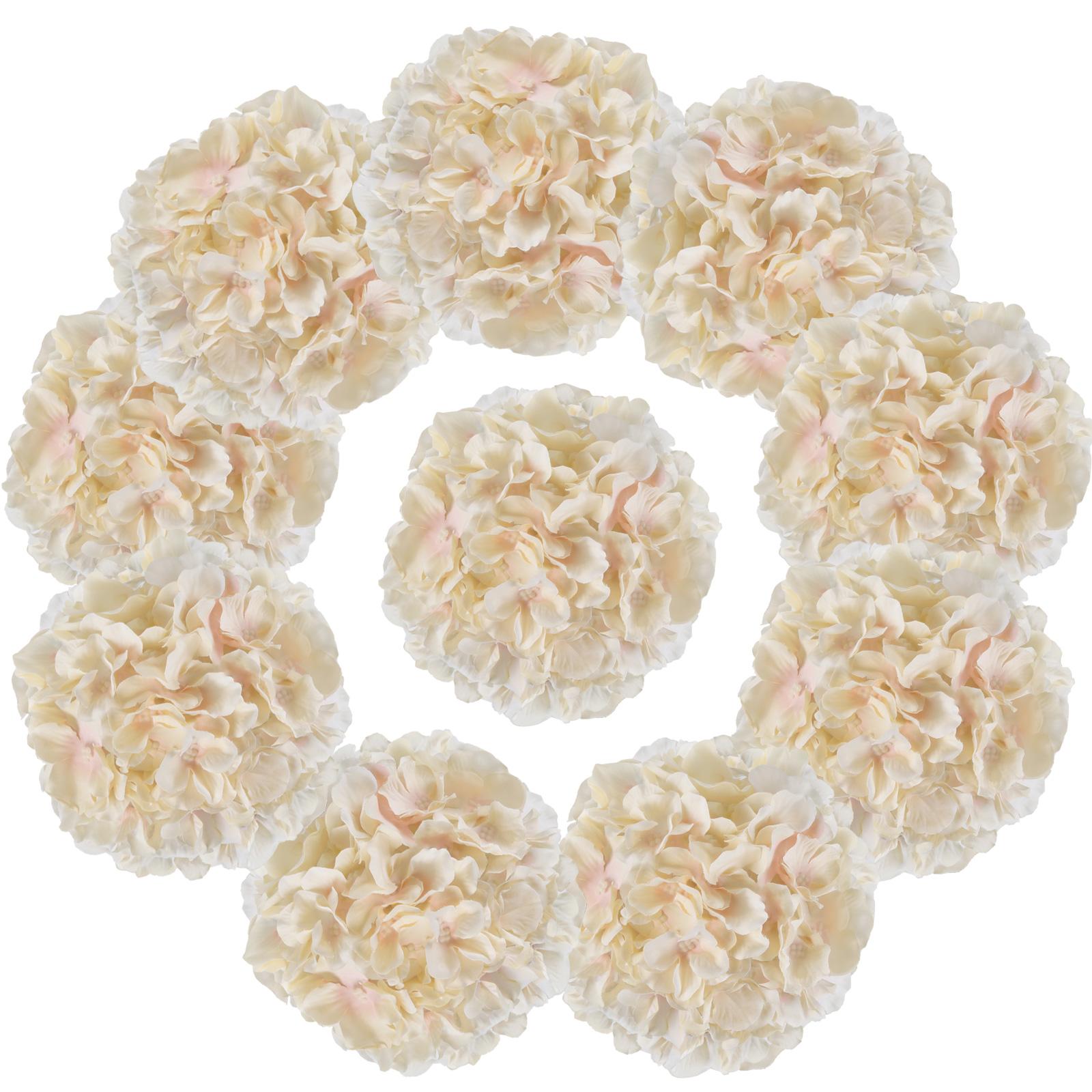 Champagne artificial hydrangea flower heads 10pcs for wedding centerpiece party decor