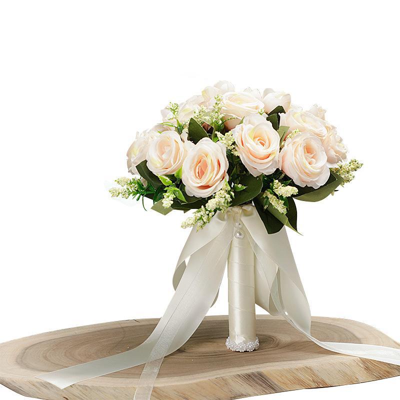 Champagne artificial rose bridal bridesmaid bouquet for wedding church Valentine's Day home decor