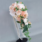 Champagne handmade teardrop bridal bouquet artificial flowers for wedding ceremony anniversary