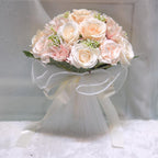 Champagne artificial rose bouquet for bride and bridesmaid wedding flowers