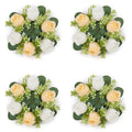 Champagne artificial flower candle ring 14 inch wedding table centerpiece wreath