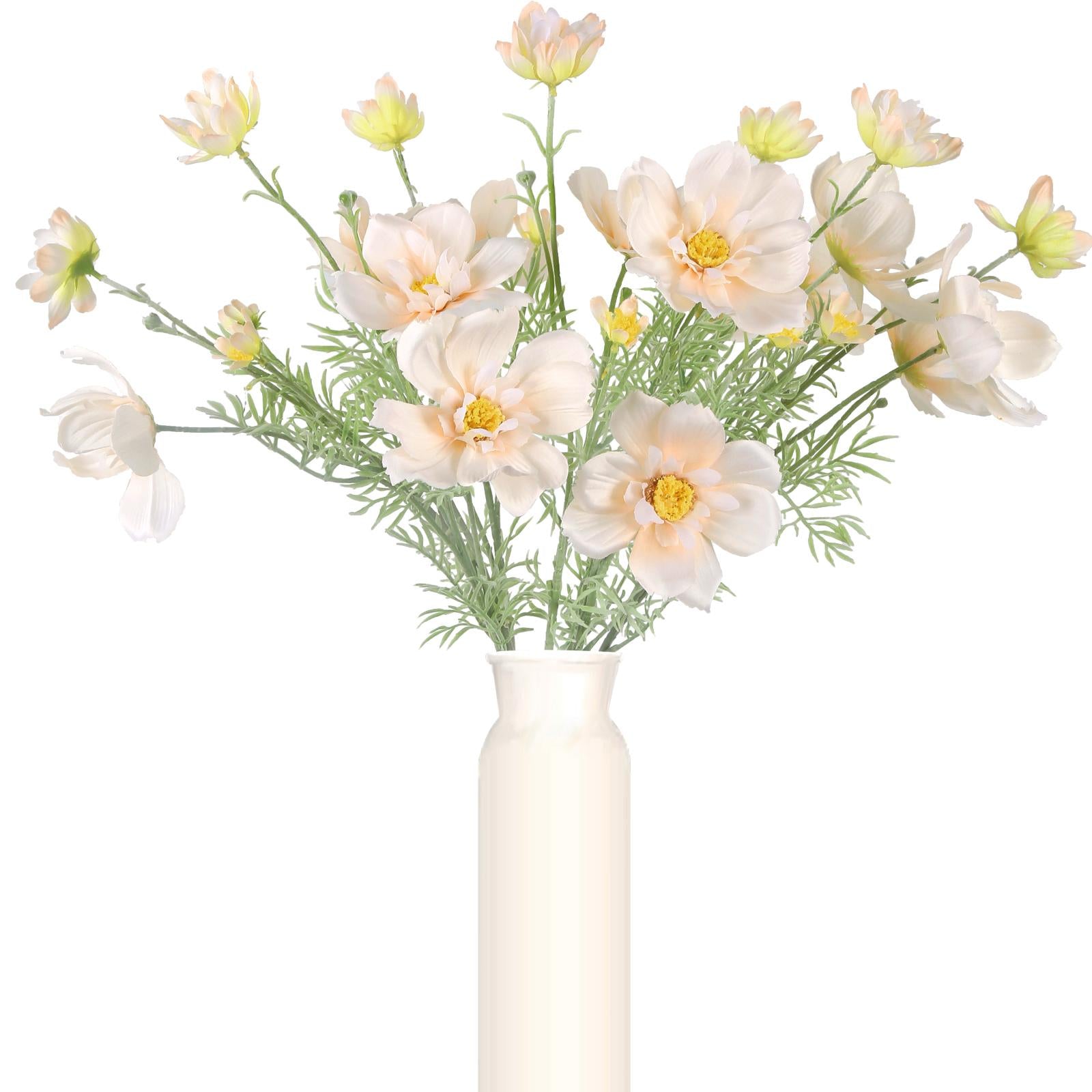 Champagne artificial cosmos daisy flowers 6pcs 30 inch long stem for wedding tall vase party decor