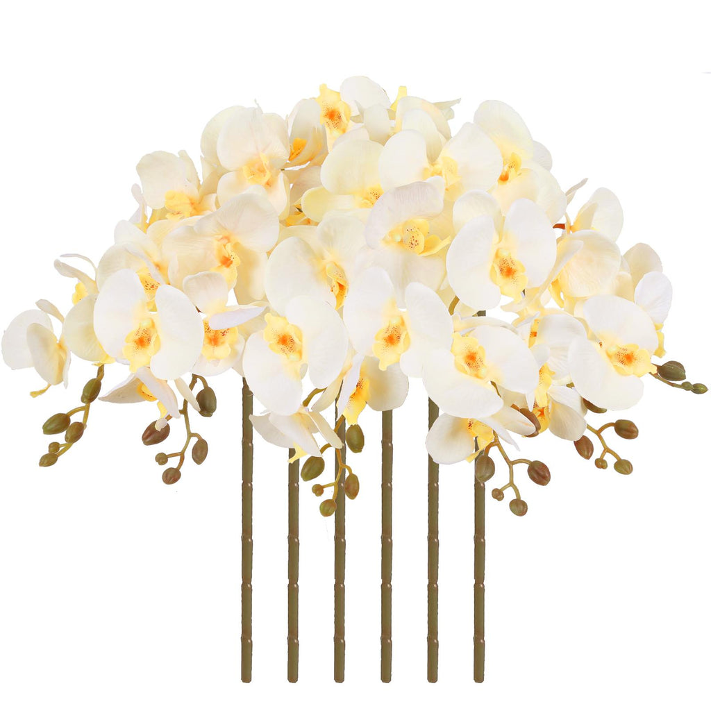 Champagne Velvet Orchid Flowers 6pcs 38 Inch Long Stem for tall vase wedding by IPOPU