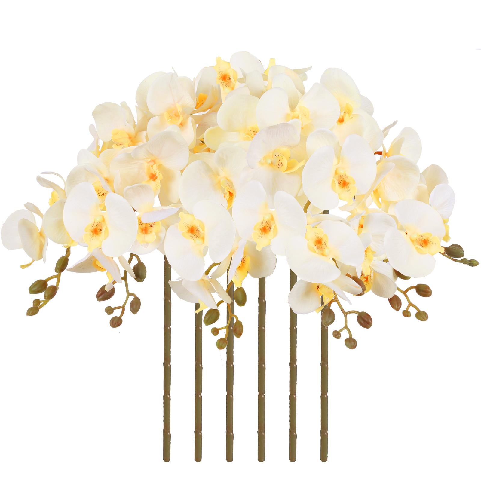 Champagne velvet orchid artificial flowers 6pcs 38 inch long stem for tall vase wedding decor