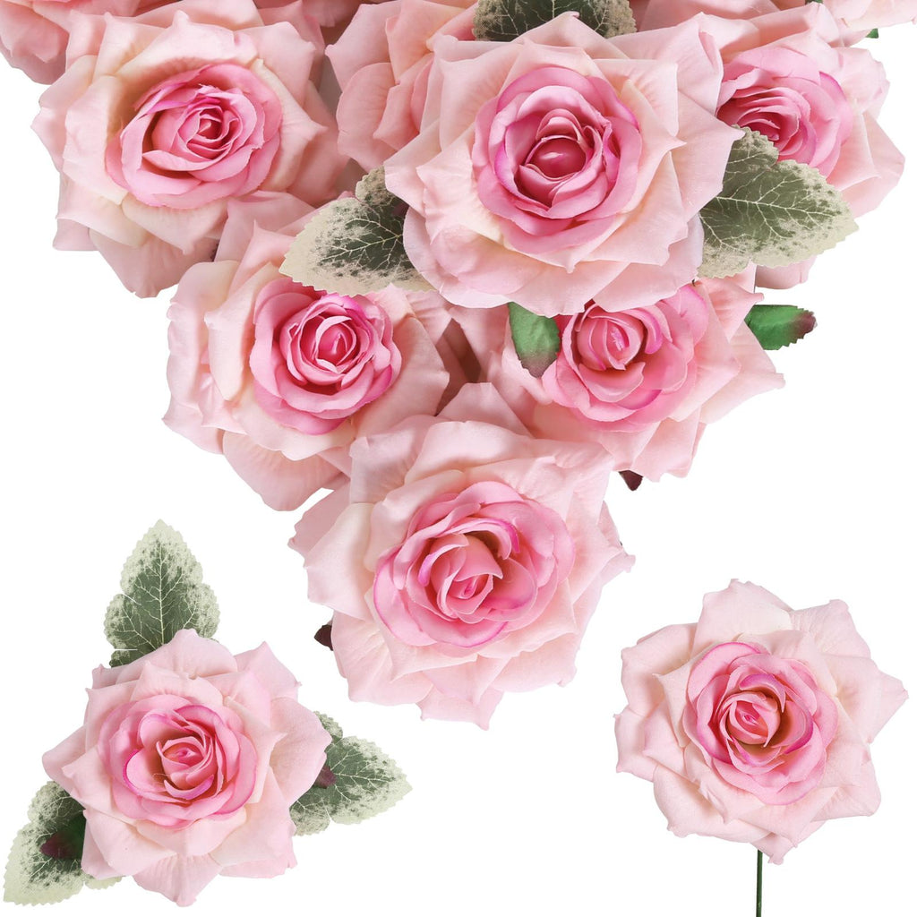 Champagne pink artificial velvet roses 16pcs 4.3 inch for wedding bouquet home decor