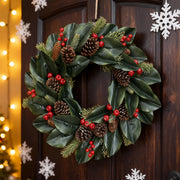 Christmas Floral Swag with Berries and Ribbon Bows – 27.56 in