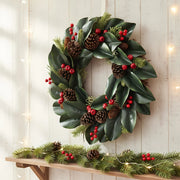 Christmas Floral Swag with Berries and Ribbon Bows – 27.56 in