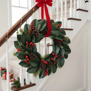 Christmas Floral Swag with Berries and Ribbon Bows – 27.56 in