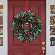 Christmas Floral Swag with Berries and Ribbon Bows – 27.56 in