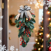 Christmas Floral Swag with Berries and Ribbon Bows – 27.56 in