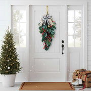 Christmas Floral Swag with Berries and Ribbon Bows – 27.56 in