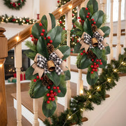 Christmas Floral Swag with Berries and Ribbon Bows – 27.56 in