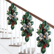 Christmas Floral Swag with Berries and Ribbon Bows – 27.56 in