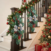 Christmas Floral Swag with Berries and Ribbon Bows – 27.56 in