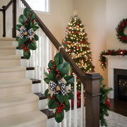 Christmas Floral Swag with Berries and Ribbon Bows – 27.56 in
