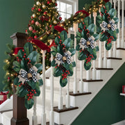 Christmas Floral Swag with Berries and Ribbon Bows – 27.56 in