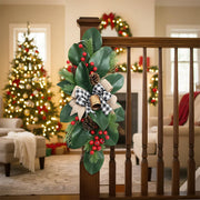 Christmas Floral Swag with Berries and Ribbon Bows – 27.56 in