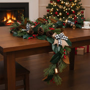 Christmas Floral Swag with Berries and Ribbon Bows – 27.56 in