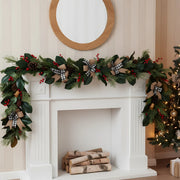Christmas Floral Swag with Berries and Ribbon Bows – 27.56 in