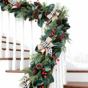 Christmas Floral Swag with Berries and Ribbon Bows – 27.56 in