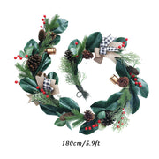 Christmas Floral Swag with Berries and Ribbon Bows – 27.56 in