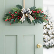Christmas Floral Swag with Berries and Ribbon Bows – 27.56 in