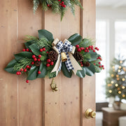 Christmas Floral Swag with Berries and Ribbon Bows – 27.56 in