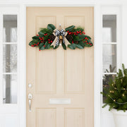 Christmas Floral Swag with Berries and Ribbon Bows – 27.56 in