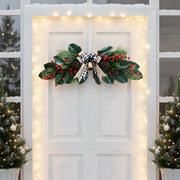 Christmas Floral Swag with Berries and Ribbon Bows – 27.56 in