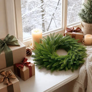 Norfolk Pine Candle Ring Wreath – 10in, Set of 4 or 6