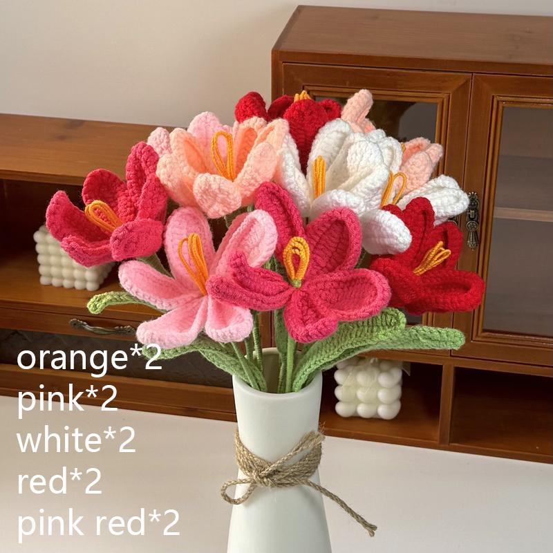 Color mix crochet flowers handmade bouquet decorative floral arrangement room anniversary gift