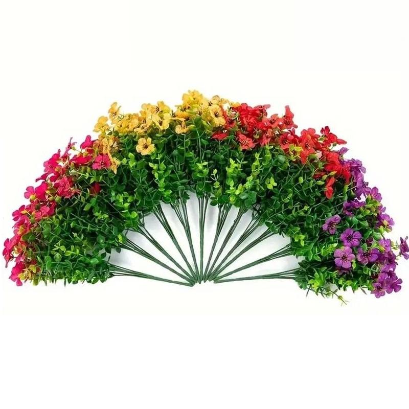 Multicolor mix UV resistant artificial flower bouquet set of 6 for home garden and party decor
