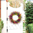 Colorful wildflower artificial wreath for front door porch farmhouse decor