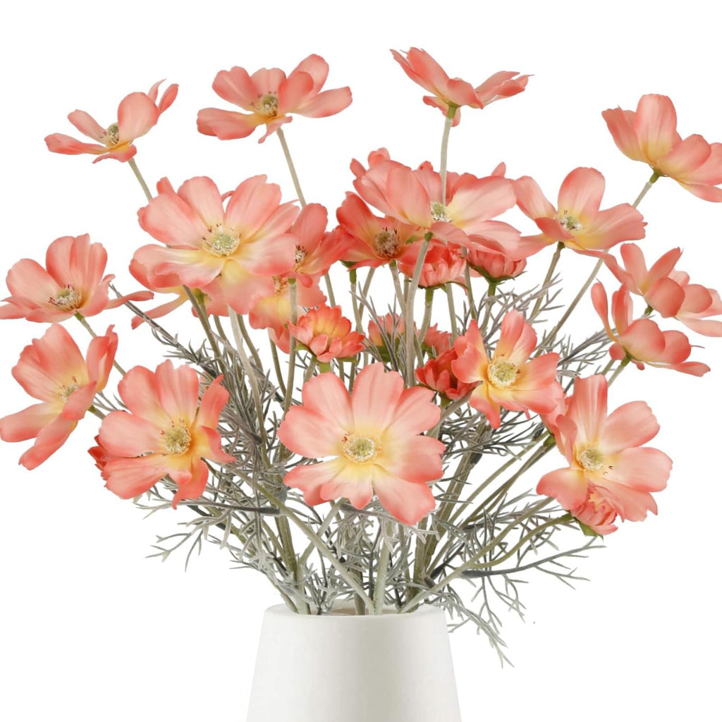 Coral artificial cosmos wildflowers 6pcs 24 inch for wedding party home kitchen decoration