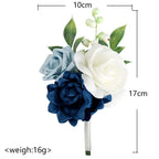 Dusty blue corsage A boutonniere 2pcs for wedding ceremony bridesmaid groomsmen prom formal party