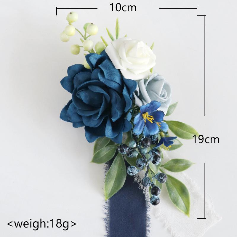 Dusty blue corsage B boutonniere 2pcs for wedding ceremony bridesmaid groomsmen prom formal party
