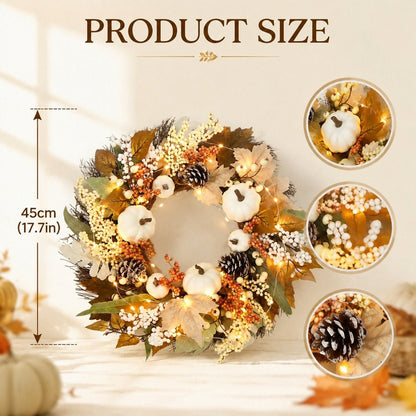 Cream cotton fall wreath product size chart dimensions reference – IPOPU
