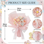 DIY Mini Ceramic Flower Bouquet Material Kit Handmade Clay Assembly Set with Pearl Chain & Gift Packaging Craft Gift