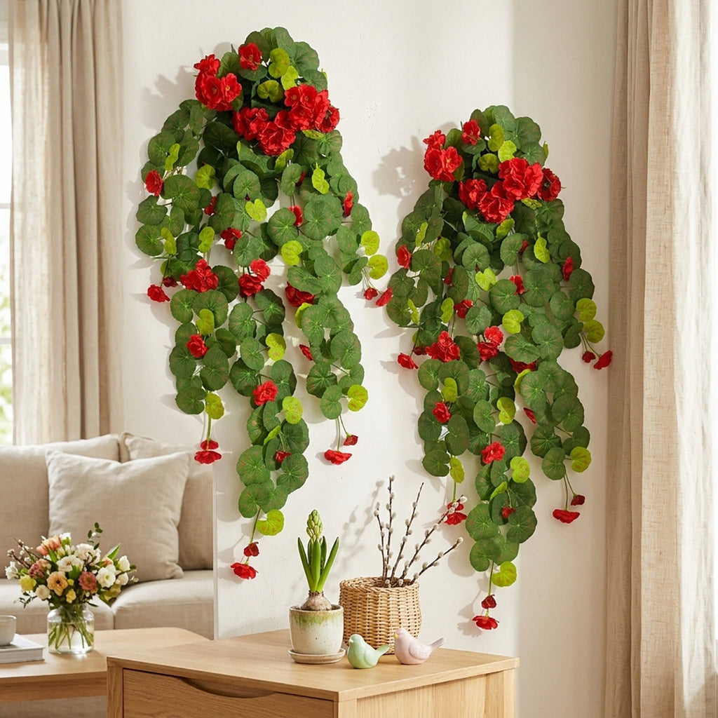 Morning glory hanging flower vine arranged for faux cascading plant by IPOPU